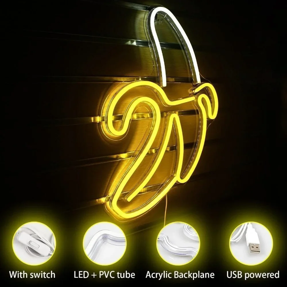 Neon Light Banana Fruit Retro 90's Nostalgic Wall Decor for Dorm/Bedroom/Gift - Picture 5 of 6
